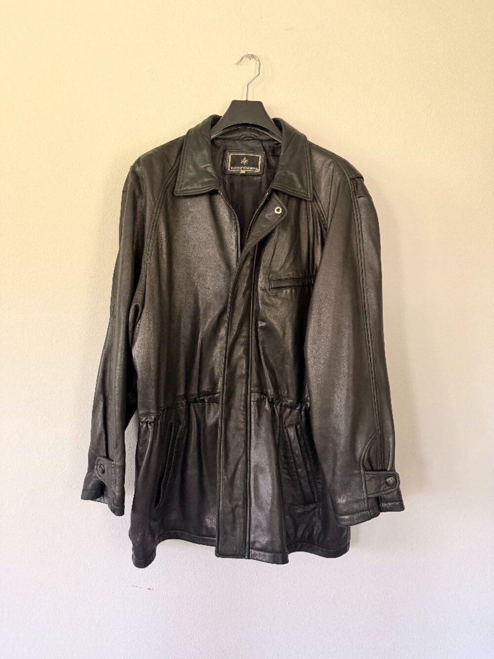 Vintage black Leather Jacket | Buttery Soft Leather Coat | Rainforest XL
